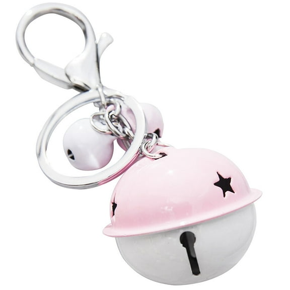unbranded Small Bells Key Chain Strong Key Ring with Charming Pendants for Handbag School Bag(White and Pink)