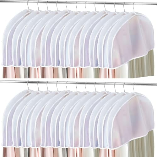 24PCS Garment Covers For Hanging Clothes,Shoulder Covers For Hanging Clothes,Dust Covers For Hanging Clothes,Suit Covers For Closet,Plastic Covers For Clothes,With 2" Gusset,24''W X 12"H X 2''D