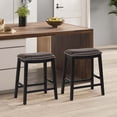 thumbnail image 2 of Costway 26-Inch Bar Stool Set of 2 Counter Height Saddle Stools with Upholstered Seat Brown, 2 of 8