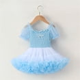thumbnail image 4 of Ruyang Toddler Girls Summer Dresses Tulle Tutu Dress for Girls Puff Sleeve Square Neck Tiered Layer Party Dress, 4 of 9