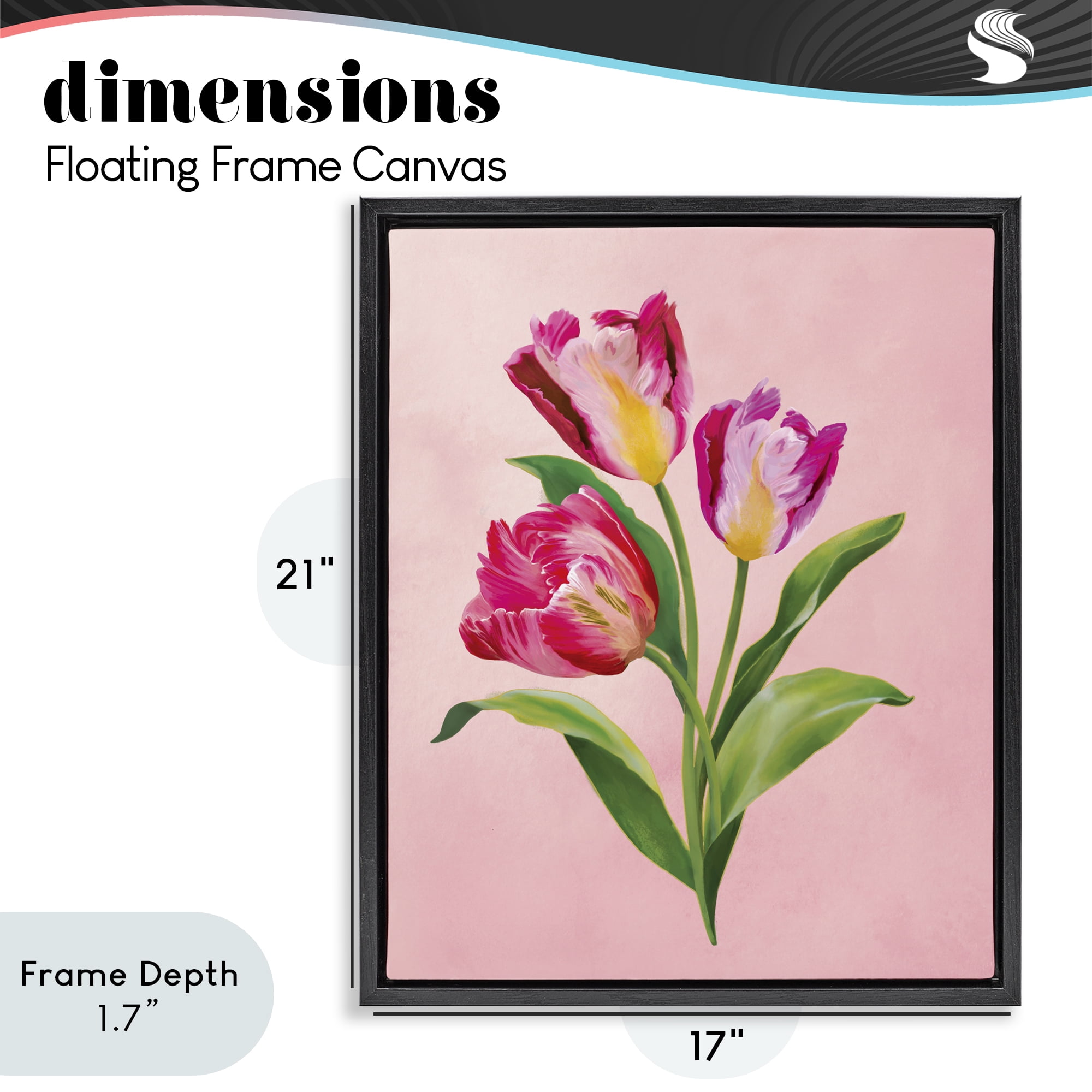 Stupell Industries Vibrant Magenta Tulips Black Framed Floater Canvas Wall Art, design by Diane Neukirch
