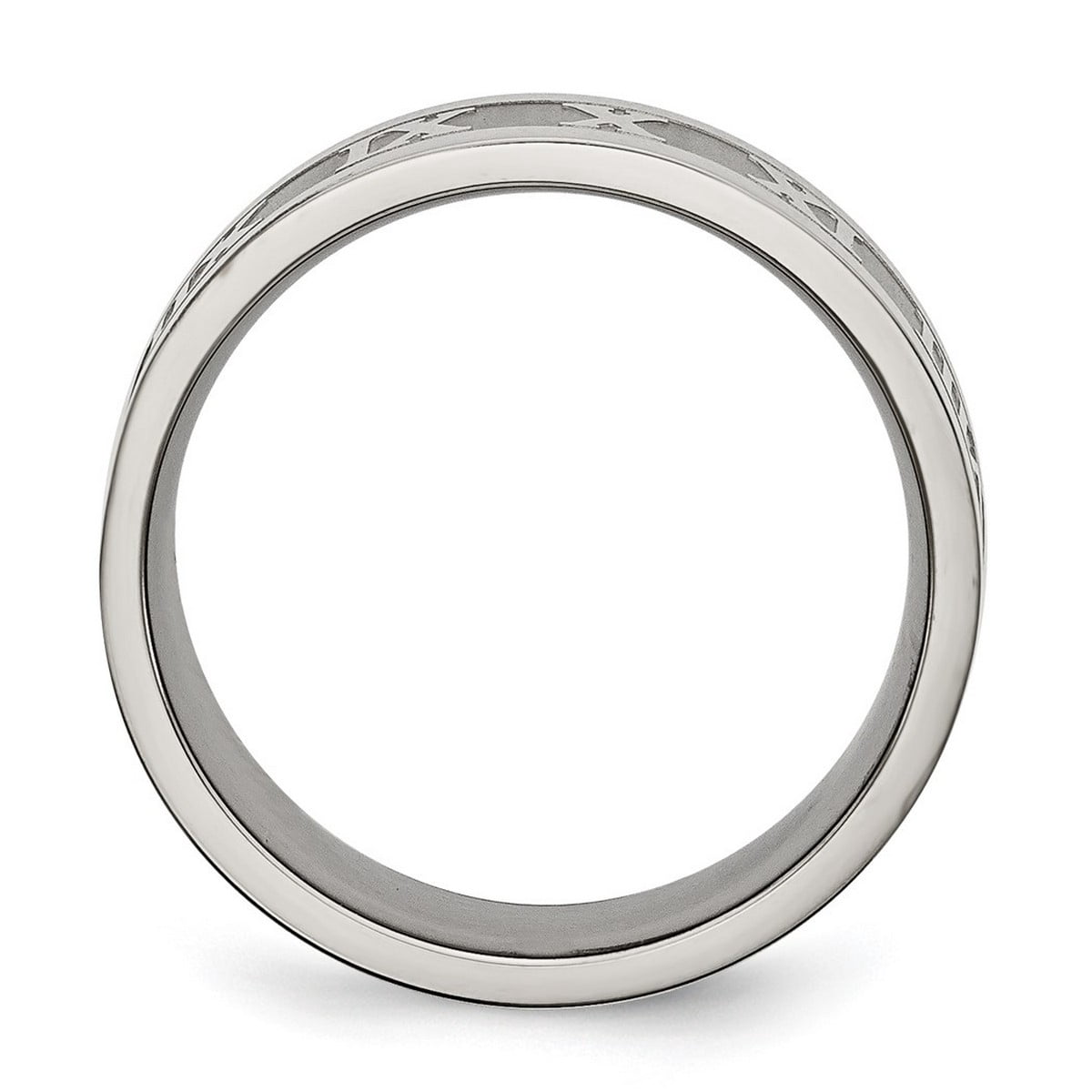 Titanium Roman Numerals 8mm Satin Polished Flat Band