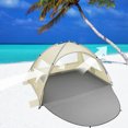 thumbnail image 2 of Oileus Beach Tent Pop Up Tents Sun Shade Shelter for 2-3 Person With UV Protection, Extended Floor, Mesh Roll Up Windows, Carrying Bag, Stakes, 6 Sand Pockets, Lightweight and Easy Set Up, Khaki, 2 of 4