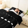 thumbnail image 4 of Castle Fairy Race Checkered Pattern Twin Comforter Sets 3-Piece for Teens, Minimalist Track Print Bedding Set for Bedroom, Black White,Black Reversible, 4 of 6