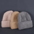 thumbnail image 2 of Gorros de piel de conejo para mujer, gorro de punto suave y cálido, esponjoso, de Angora, 2024, 2 of 5