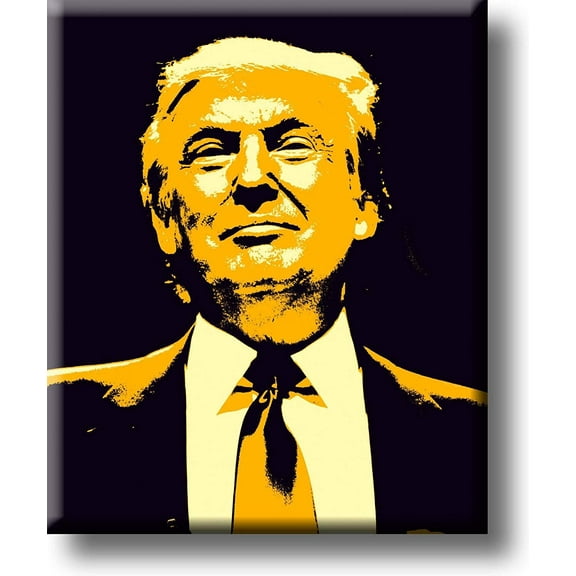 Donald Trump Portrait Yellow Art Picture on Stretched Canvas, Wall Art Decor, Ready to Hang