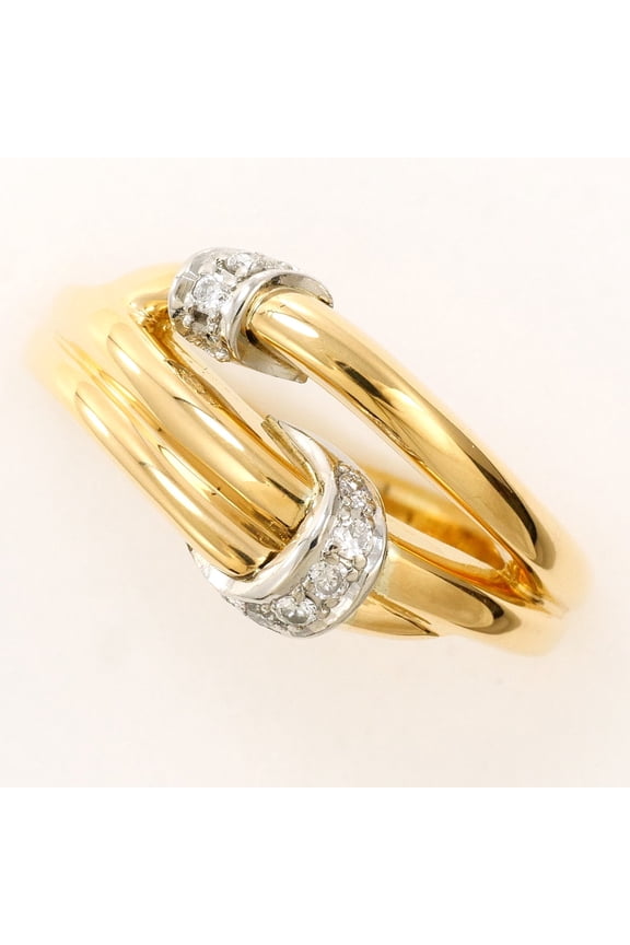 Pre-Owned PT900 Platinum 18K Yellow Gold Ring with 0.09 ct Diamond, Certificate of...
