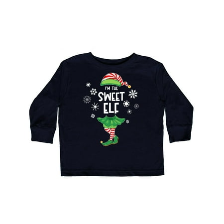 

Inktastic Funny Christmas I m the Sweet Elf with Shoes and Hat Gift Toddler Boy or Toddler Girl Long Sleeve T-Shirt