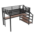 thumbnail image 6 of Harper & Bright Designs Full Size Metal Loft Bed with Desk and Storage Stairs, Loft Bed Frame with LED Lights and USB Ports for Boys and Girls, White, 6 of 11