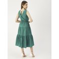 thumbnail image 2 of Moomaya Solid Cotton Sleeveless Dress, V-Neck Smocked Waist Tiered Midi Dress, 2 of 8