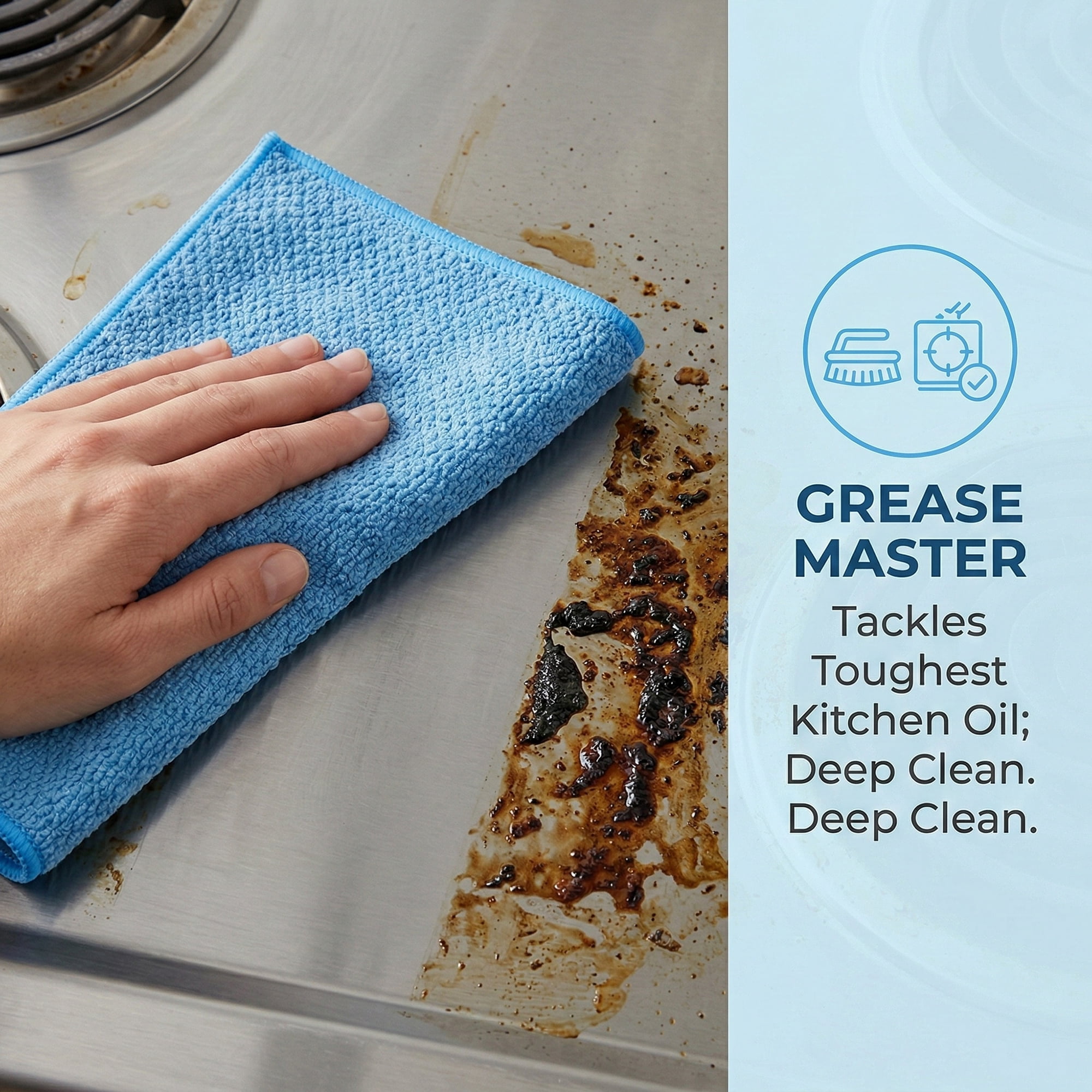 Unique Bargains Microfiber Dish Cloth for Washing Dishes Rags Dark Blue/Khaki 12" x 12"