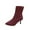 Wine High-Heels Ankle Boots, variant on Women's Square Toe Sock Boots, Stretch Knitted High Heel Ankle Booties, Casual Winter Footwear for Outdoor and Indoor Fashion