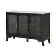 thumbnail image 3 of Christopher Knight Home 47.9" Storage Cabinet with Glass Doors and Adjustable Shelves, Wood Frame, White+Black, 3 of 13