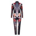 thumbnail image 6 of FASHOFT Adult Rose Skeleton Halloween Costumes Floral Bone Print Jumpsuit Cosplay Outfit Party Stage Performance Dress Up Halloween Costume 110, 6 of 7