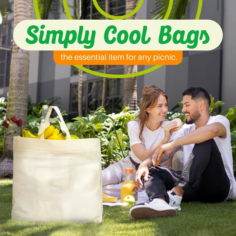 Simply Cool Reusable Bags Large Shopping Bags for Groceries Tote Bag Bulk Cream 50 Pack