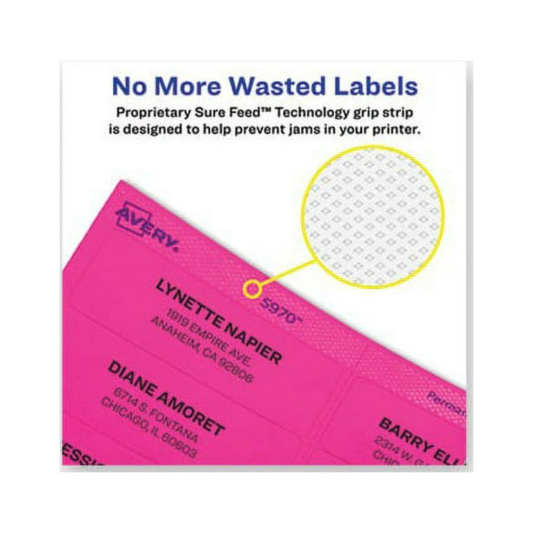 Avery High-Visibility Removable ID Labels Laser/Inkjet 2 x 4 Asst. Neon 120/Pack