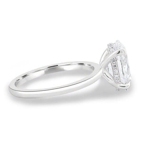 solitaire jewels 3.CT Oval Moissanite Hidden Halo Engagement Ring For Women, 10K White Gold