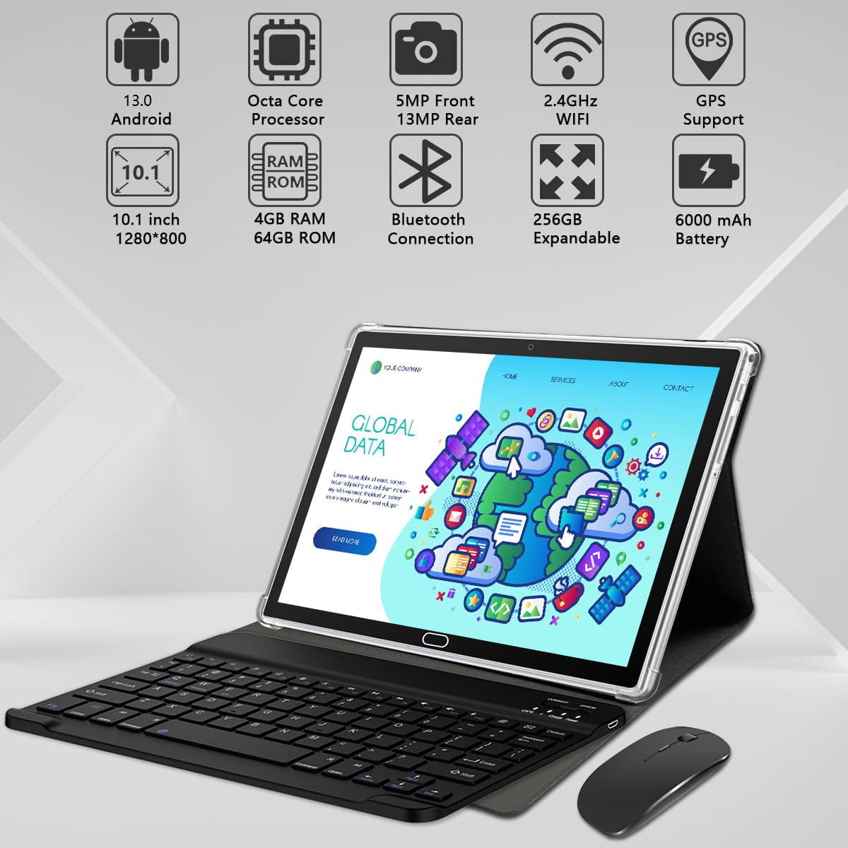 Android 13 Tablet with Keyboard, 10 Inch Tablet with Octa-Core, 19GB R –  GSM Shopper Market
