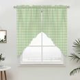 thumbnail image 2 of Swag Valance Curtains for Windows, Sage Green Light Filtering Kitchen Curtains with Rod Pocket, Grid Checkered Plaid Gingham Lattice Trellis Window Treatment Valances for Living Room, 36x36 - 2 PCS, 2 of 9