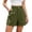 Army Green, variant on Women's Roll Up Pleated Wrap Hem Bermuda Shorts Solid Color Summer High Waisted Elastic Waist Wide Leg Knee Length Shorts with Pockets & Button for Office Commute Mint Green L