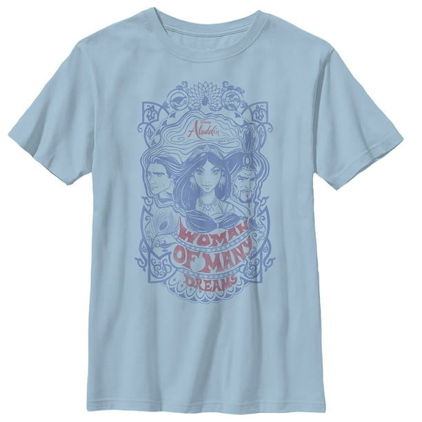 Boy's Aladdin Vintage Dream Characters Graphic Tee Light Blue X