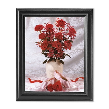 Red Flower Photo - Pink Ballet Shoes w/ Red Rose Flower Bouquet Photo Wall Picture Black Framed