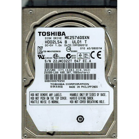 Toshiba MK2576GSXN HDD2L54 B UL01 T 250GB PHILIPPINES