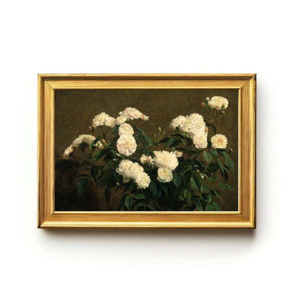 White Roses Henri Fantin Latour Vintage Floral Wall Art Print Botanical Bedroom And Living Room Decor