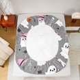 thumbnail image 4 of Manfei Halloween Ghost Print Fitted Sheet Full,Vintage Gothic Bat Bed Set,3-Piece,1 Fitted Sheet and 2 Pillowcases, 4 of 6