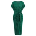 thumbnail image 3 of Vestido Vestido plisado sexy para mujer Vestido midi elegante con cuello en V Vestido de fiesta club (Verde M) Ygjytge Verde T M para Mujer, 3 of 8