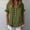 Army Green, variant on ClodeEU Women's Linen Blend V Neck Short Sleeve Blouse,Casual Loose Fit Summer Shirt Army Green,Women's Plus L