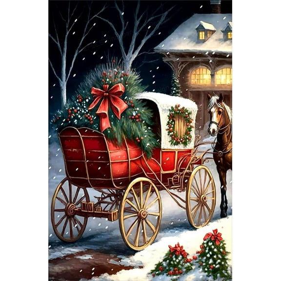 300 Pieces Puzzle for Adult - Christmas Carriage Wooden Jigsaw Puzzles Challenging Educational Fun Toys for Family Creative Gift