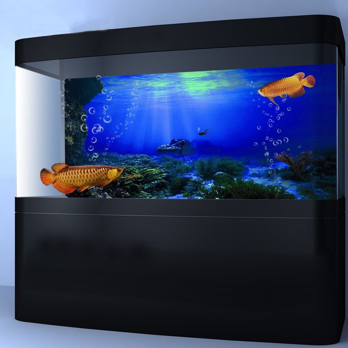 Seabed Wreck PVC HD Aquarium Background Poster Fish Tank Decoration