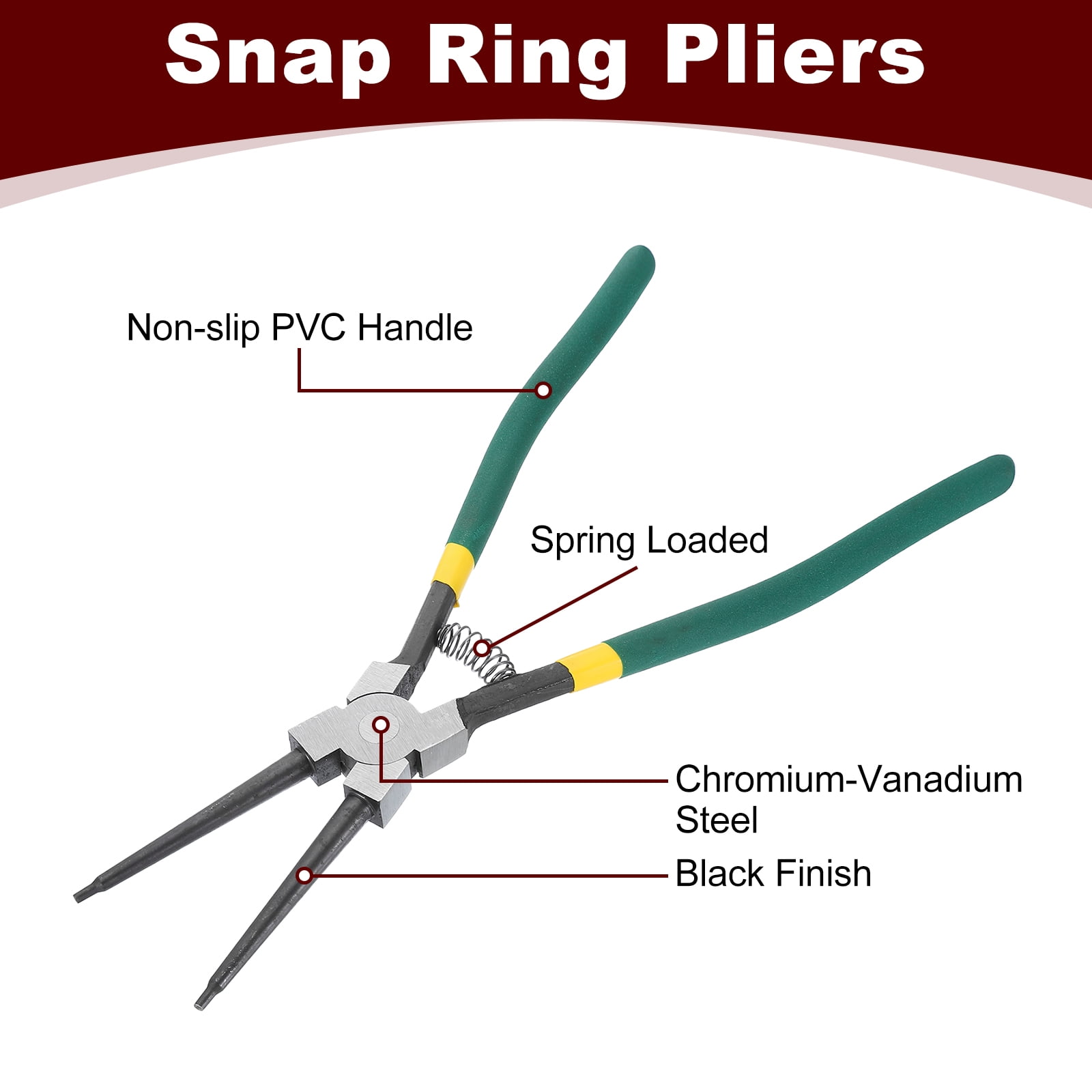 Uxcell 13-Inch Snap Ring Plier Heavy Duty Internal Circlip Pliers Straight Jaw for Ring Remover Retaining
