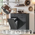 thumbnail image 4 of SinCiDo Kitchen Double Tilt Out Trash Can Cabinet, 20 Gallon Farmhouse Wooden Trash Garbage Can with Drawer, 4 of 7