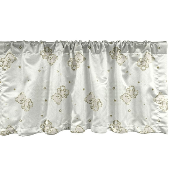 Ambesonne Beige Window Valance, Teddy Bears Stars, 54" X 12", Eggshell Tan