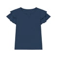thumbnail image 6 of HAiming Girls Tops Ruffle Short Sleeve Tiered Tee Solid Color Loose Casual Trendy T Shirts Summer Beach Vacation Workout Kids Tops, 6 of 7