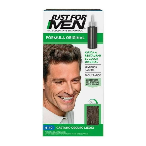 Tinte colorante en shampoo Just for men Fórmula Original castaño oscuro medio h-40