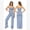Wide Leg Blue, variant on Womens Workout Sets 2 Piece Spaghetti Straps Square Neck Crop Top Straight Butt-lifting Leg Yoga Pants Pilates Outfits