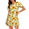 thumbnail image 1 of Easygdp European-style Pattern Sunflower Camisón de manga corta para mujer, informal, estampado, 1 of 6