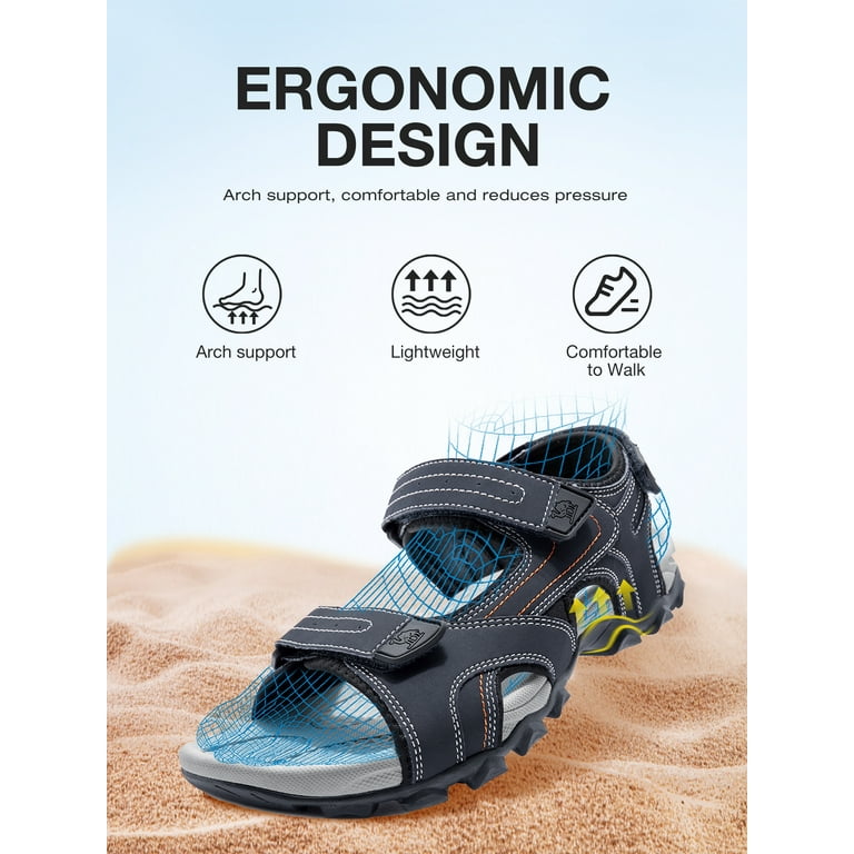 Men\'s Dark Blue Athletic Outdoor Leather Waterproof Rubber Hiking Sandal Shoes DTBPRQ Mens Hiking Sandals Summer Beach Slipper Waterproof  main image 2