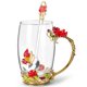 thumbnail image 1 of Set de Taza de Vidrio OEAGO con Diseño de Mariposa y Rosa con Cuchara, 1 of 7