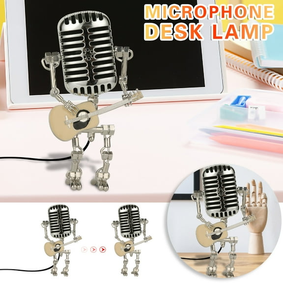 VBVC Vintage Microphone Robot Table Lamp Home Desktop Decoration