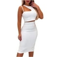 thumbnail image 2 of Tbopshirt Women's 2 Piece Outfits Women's Summer Two Piece Set Small Tank Tops High Waist Mid Body Dress Casual Set Skirt Set Wide Leg Pants, 2 of 5
