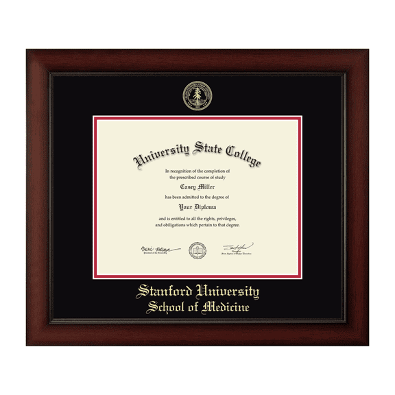 Framerly - Stanford Medicine Diploma Frame with Black and Red Mat