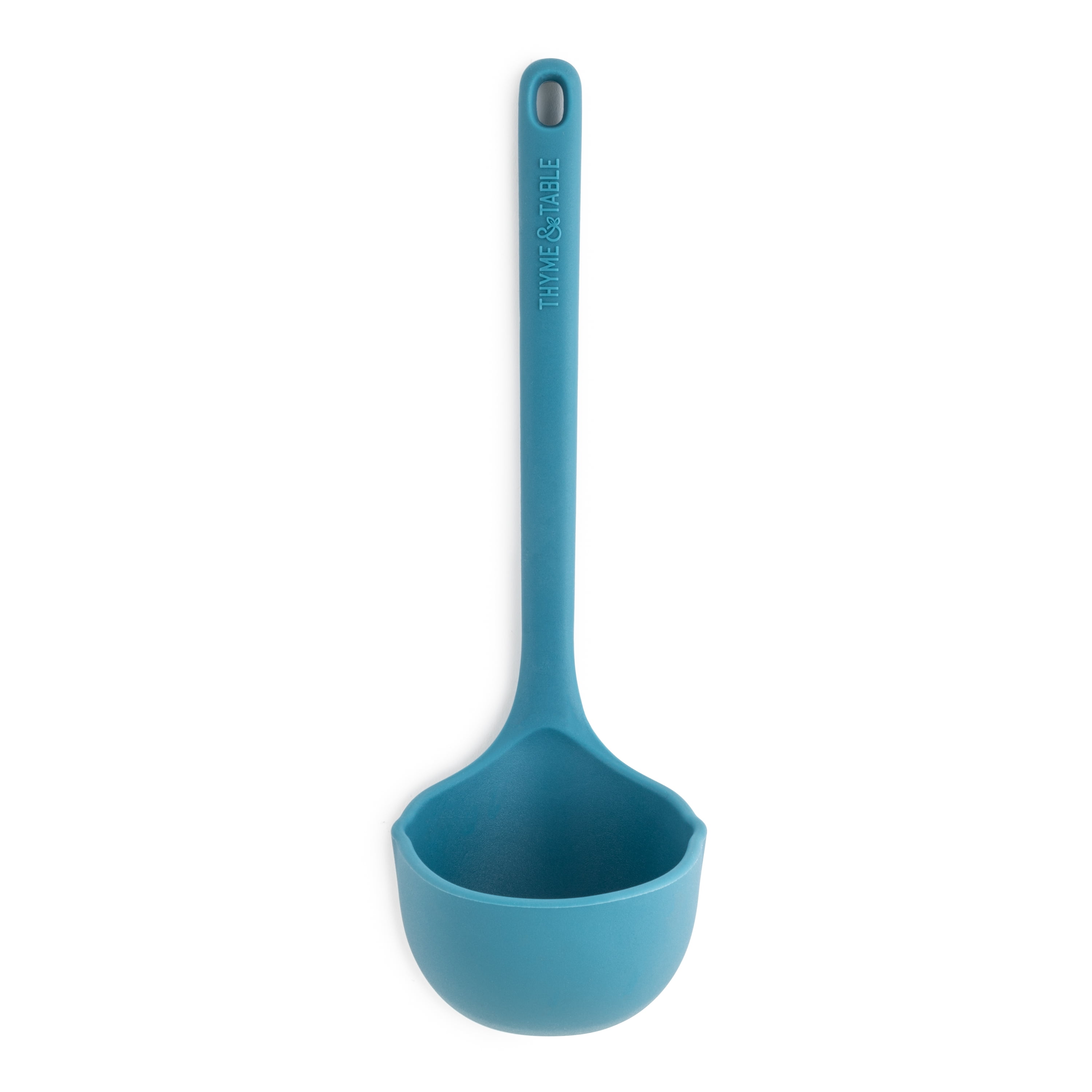 Thyme & Table Food Safe Heat Resistant Silicone Ladle, Blue