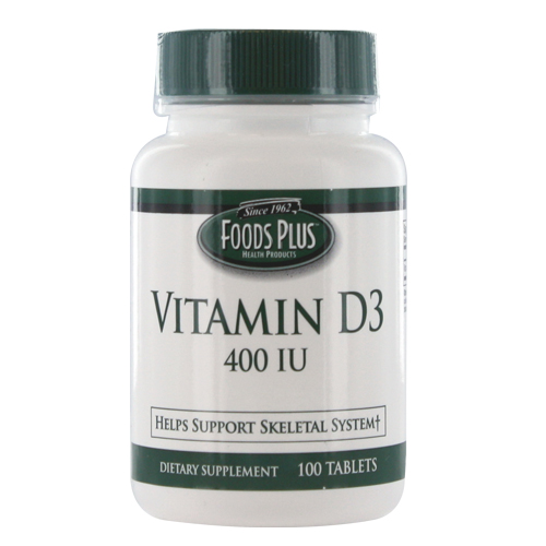Vitamin D400 Iu Tablets By Food Plus, Provides D3 100 Ea, 3 Pack