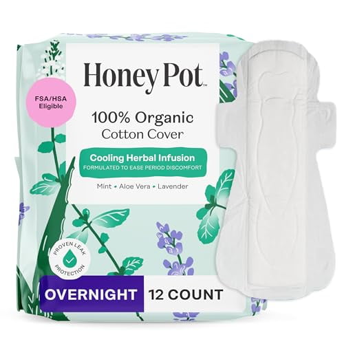 The Honey Pot Company Organic Overnight, Herbal Infused Pads, 12 Ea..