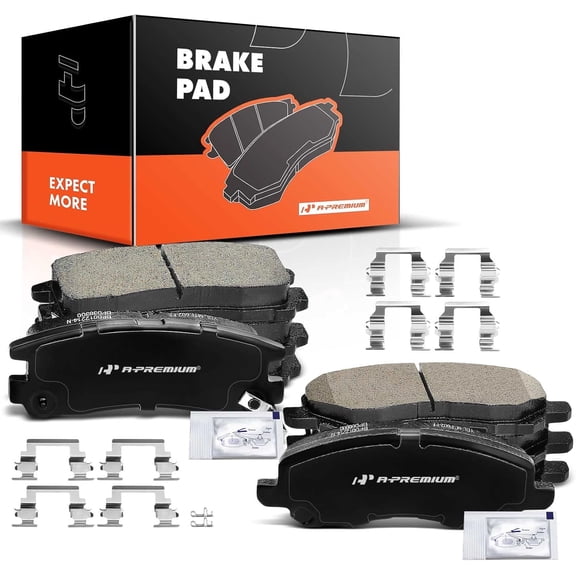 A-Premium Front & Rear Ceramic Disc Brake Pads Set Compatible with Select Chrysler Dodge and Mitsubishi Models - Stratus/Sebring 2001-2005 Eclipse 2001-2012 Galant 2002-2012 with Hardware 8 Pcs