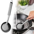 thumbnail image 2 of Long Handle Scouring Pad - Stainless Steel Wire Scrubber Brush - Heavy Duty Kitchen Pot Cleaning Brush with Handle - 1 Brush, 2 of 5